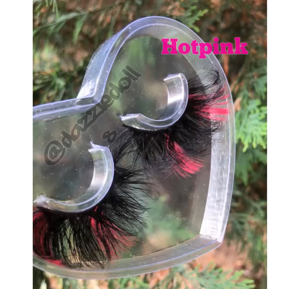 Image of Hotpink coloured lashes-love heart box