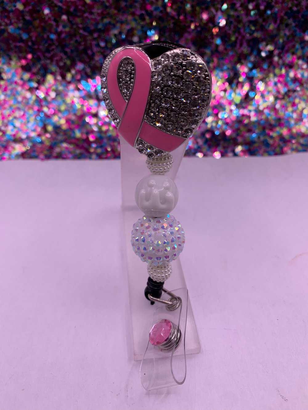 Image of Pink Ribbons Badge Holder 