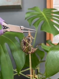 Image 2 of Unakite Gold  Moon  Necklace