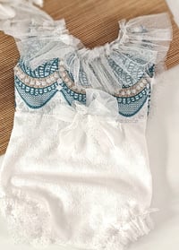 Image 3 of Sitter bodysuit for photo shoots | Eve | age 9-12 months | off white | aquamarine