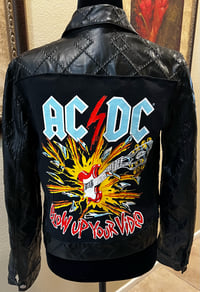 Image 1 of Vintage Black Criss Cross Stitch Jacket AC/DC