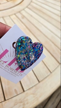 Image 3 of Broche LOVE GM paillettes bleu