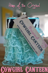 Image of Aqua Lace Cowgirl Canteen™ Designer hip flask for women