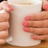 Image 1 of RED AND WHITE CHRISTMAS STRIPES Minx Nail Art 