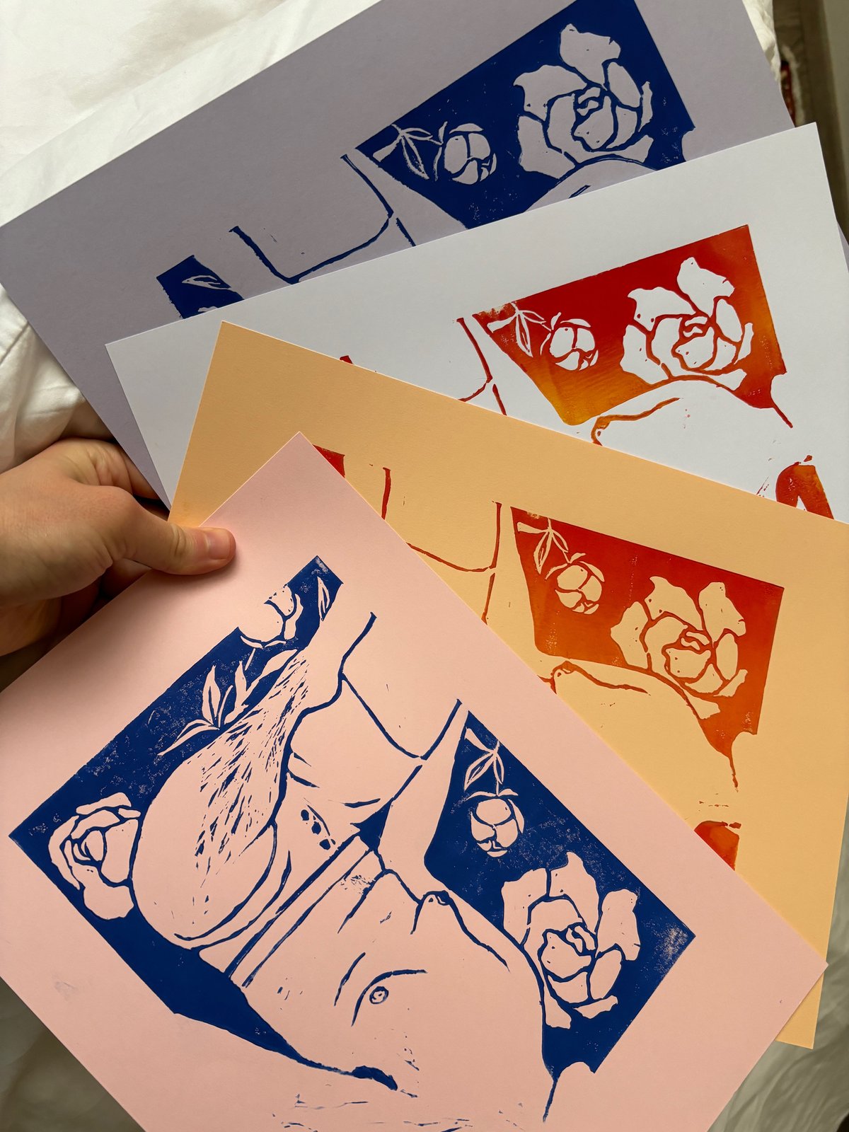 Image of Blue Body Lino Print