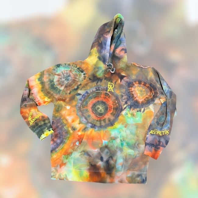 ICE DYED HEAVYWEIGHT HOODIE w/Geode (Green/Dutch Choc/Bright Yellow