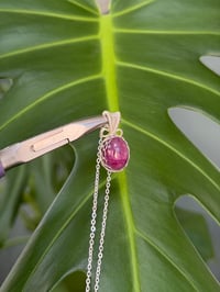Image 2 of Silver Ruby Zoisite Oval Crystal Necklace