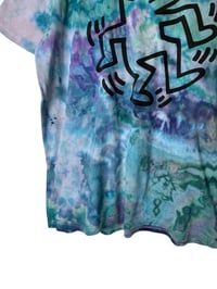 Image 6 of ♻️ UPCYCLED XXL Keith Haring Tee in Mermaid Watercolor Ice Dye