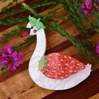 Saffi the Strawberry Swan brooch - 