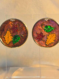 Image 1 of Handcrafted Resin Fall Leaf Circular Earrings 