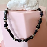 Image 1 of Big Chunky Black Bone and Skull One of a Kind Necklace