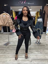 BLACK BADDIE FAUX FUR WAIST JACKET