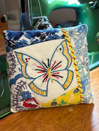 Image 1 of Feedsack Butterfly Pincushion
