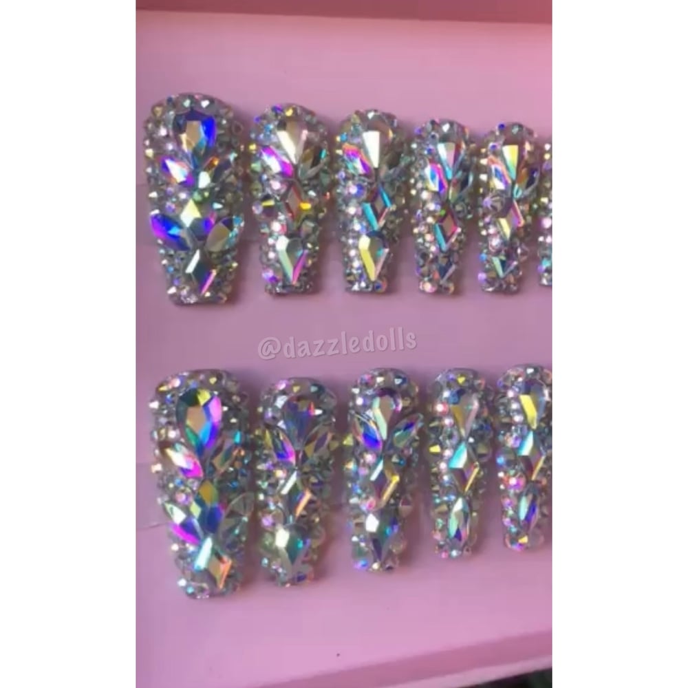 Image of Silver Diamond dazzled out set coffin shaped 