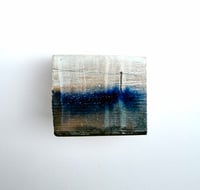 Image 4 of Tiny Silver Sky Telegraph Pole Landscape on wooden block