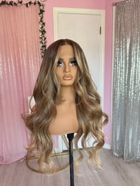 Image 5 of Caramel brunette curtain bangs 