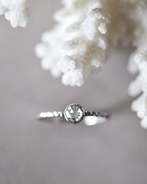 Image of Platinum, 4.2mm white Rose-cut diamond faceted ring (LON228)