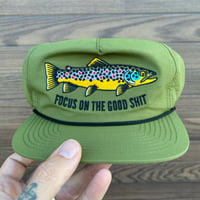 Image 1 of Focus On The Good Shit Moss Green Unstructured Five Panel hat