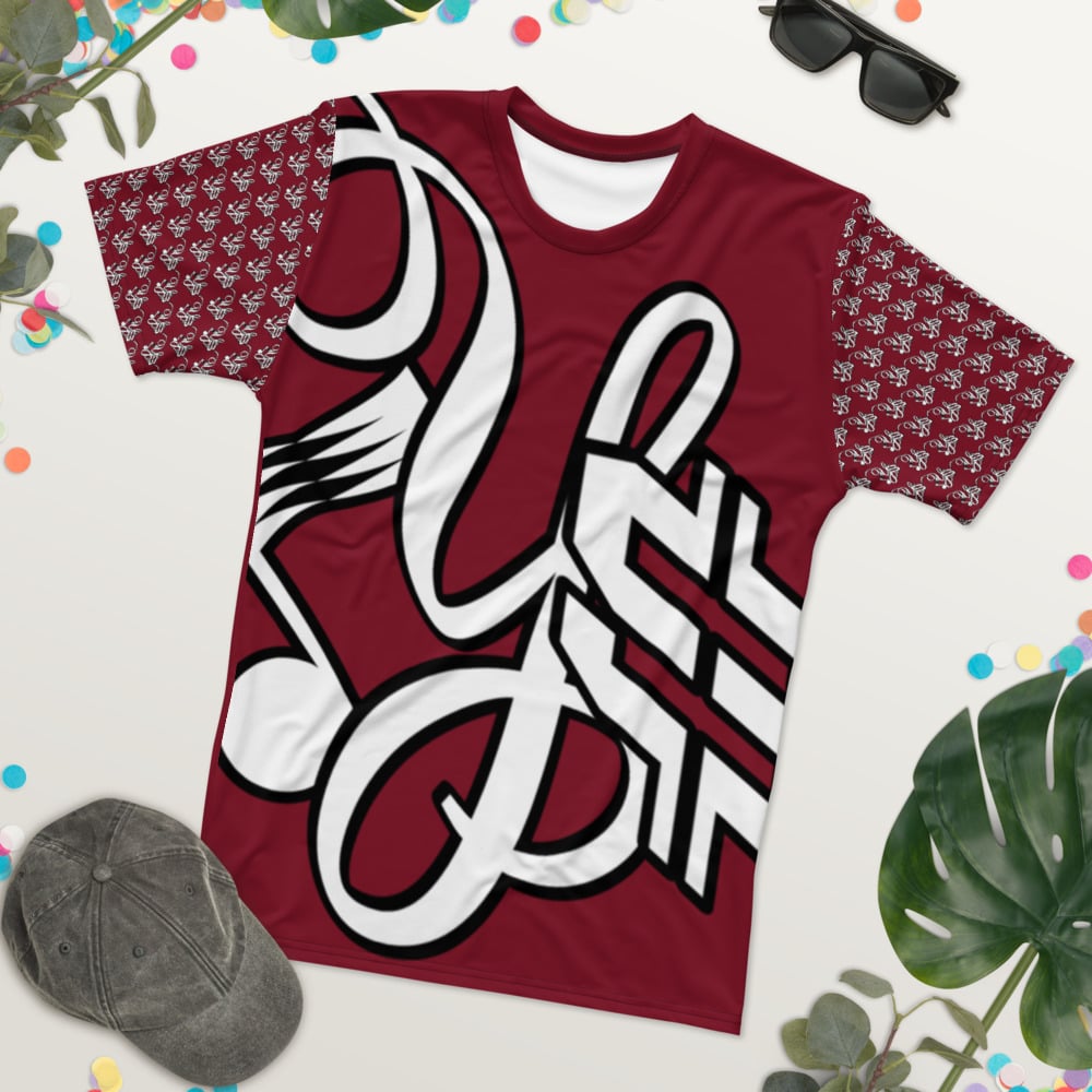 Image of YStress Exclusive Men's Burgundy, White and Black T-shirt