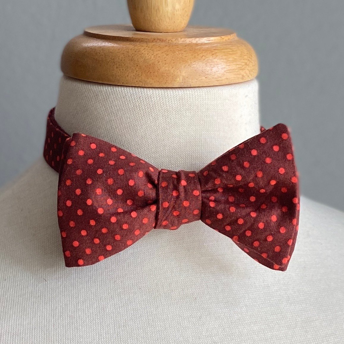 burgundy polka dot bow tie