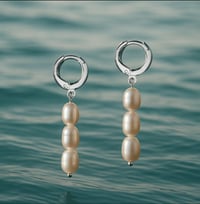 Image 3 of Triple Pearl Drop Earrings