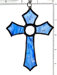 Image 2 of Light Blue Cross Stained Glass Suncatcher