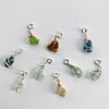 Tiny Clip-on Sea Glass + Sterling Silver Charms