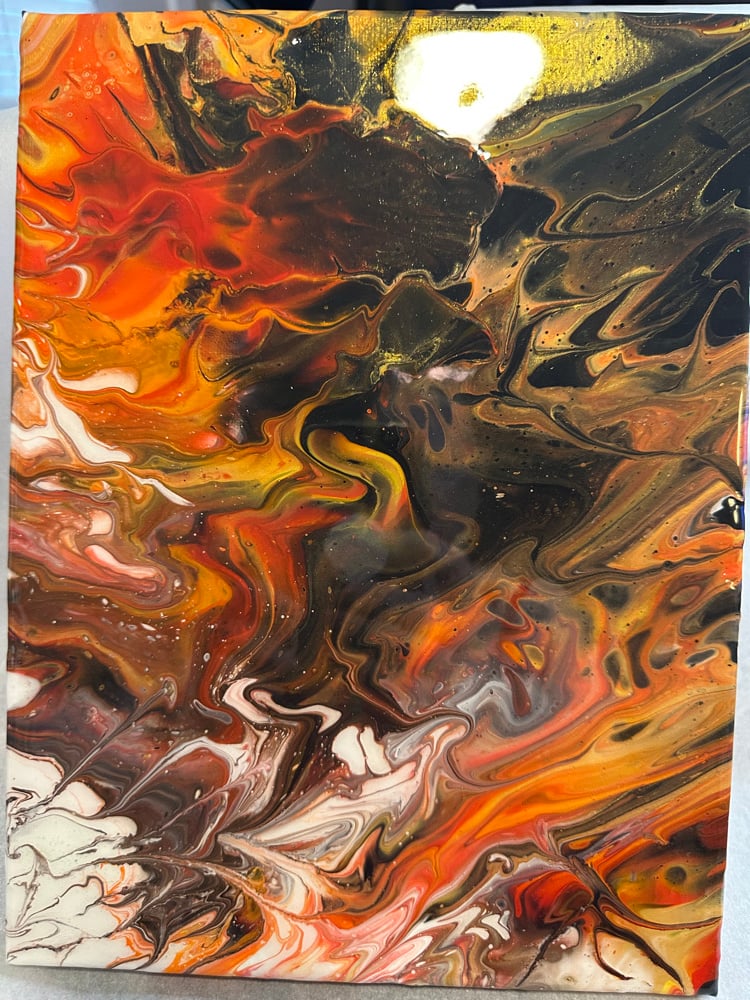 Image of 8x10 Fire Dutch Pour Canvas