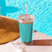 Image 3 of Clear plastic tumbler (Live Love Laugh on teal)