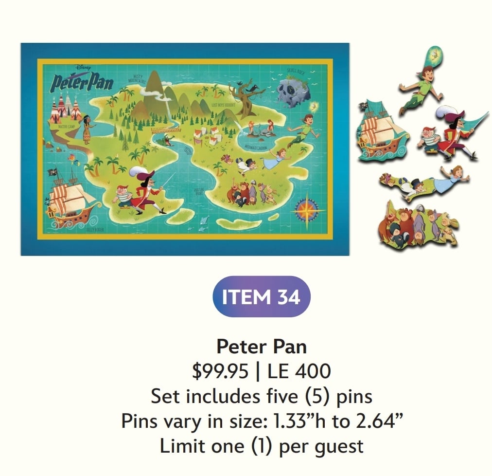 Image of Peter pan disney maps wdi pin set le 400