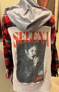 Vintage Red/Black/Gray Hoodie Flannel Shirt Selena