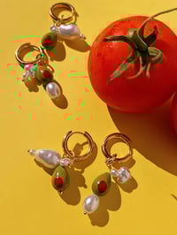 Image 1 of OLIVE PEARL HOOP EARRINGS
