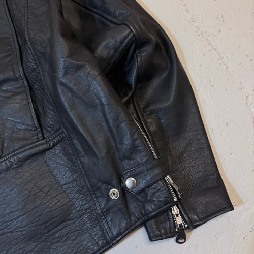 Image of 2000s Heavyweight Leather Biker Jacket, Size Large