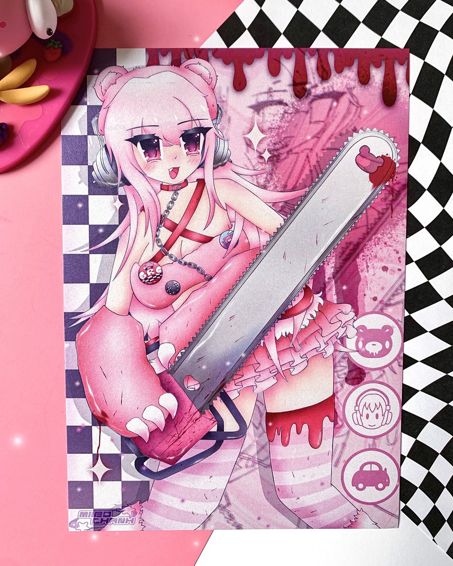 Image of GRG Super Sonico Gloomy Bear | Shimmer A5 Print