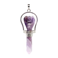 Image 3 of Crystal Angel Pendant Pendulums For Dowsing Divination Natural Healing Amethyst Rose Quartz Hexagona