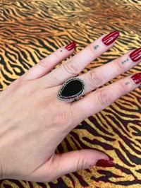 Image 1 of Sterling silver ring with black onyx size 62
