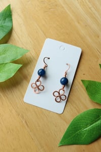 Image 2 of Clover + Bead Copper Earrings