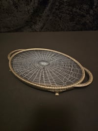 Image 2 of Ornate vintage glass vanity tray with preserved web 2