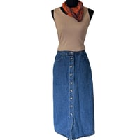 Image 5 of Gloria Vanderbilt Denim Button Front Maxi Skirt - Size 8 