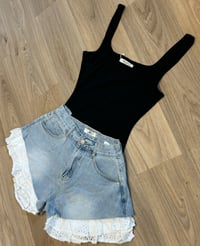 Black square neck bodysuit 