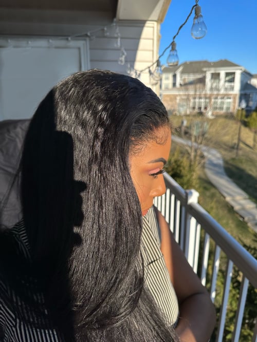 Image of 24 inch KINKY STRAIGHT WIG with KINKY HAIRLINE 13x4 FULLY CUSTOMIZED