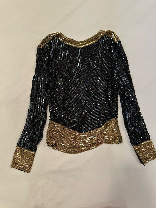 70s Saint Laurent rive gauche noir beaded and silk top