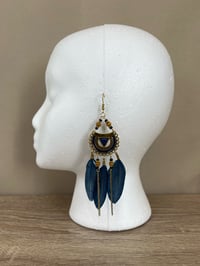 Image 3 of Teal feather earrings 