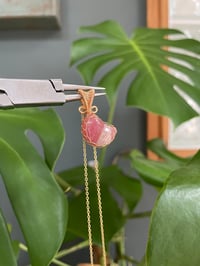 Image 4 of Gold Rhodochrosite Moon Crystal Necklace