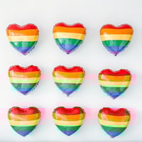 Image 2 of 10pcs, Rainbow Hearts LGBT Pride Day Decor - Colorful Party Balloons and Supplies for Celebrating Di