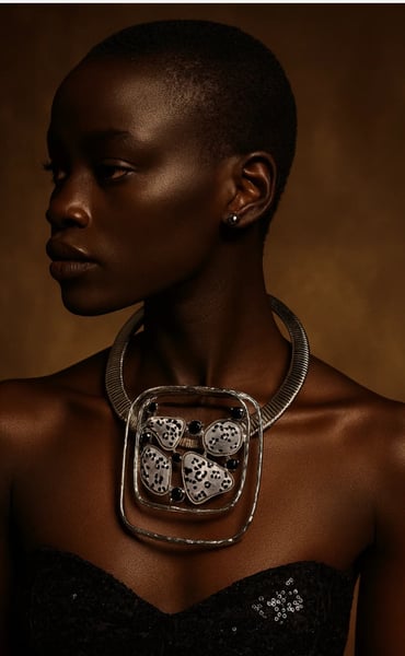 Image of SILVER ANIMAL PRINT NECKLACE SET