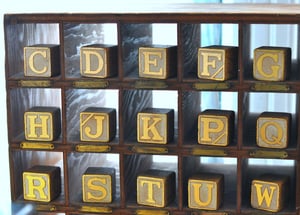 Image of pick-your-own gilded letter blocks, largest size 