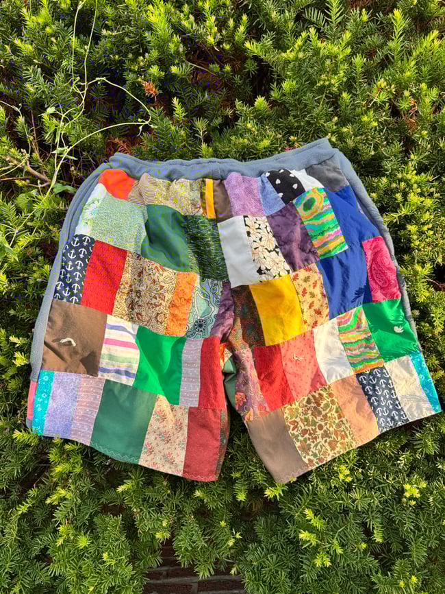 Jimi Hendrix Upcycled Quilt Shorts, L-XL