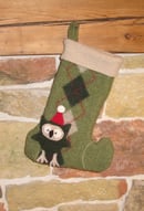 Image 1 of Holiday Owl on Green Argyle