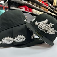 Image 1 of New Era 59Fifty Black Metallic Silver Dome 